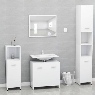 Set de mobilier de baie, alb, lemn prelucrat