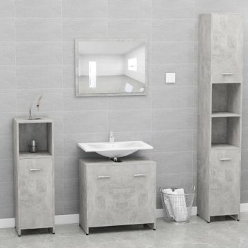 Set de mobilier de baie, gri beton, lemn prelucrat