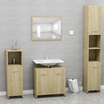 Set de mobilier de baie, stejar sonoma, lemn prelucrat