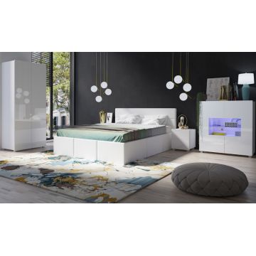 Set de mobilier dormitor CALABRIA 13 Alb / Alb Lucios