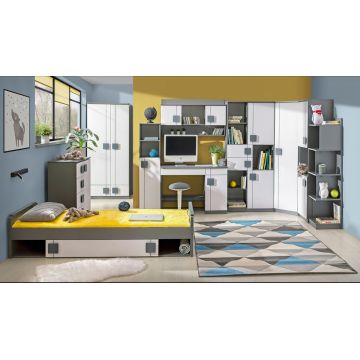 Set de mobilier pentru copii / tineret COMI 14 Gri / Alb
