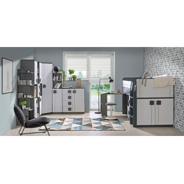 Set de mobilier pentru copii / tineret COMI 16 Gri / Alb