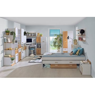 Set de mobilier pentru copii / tineret LOREN 9 Alb / Stejar Nash