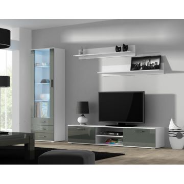 Set de mobilier SOHO 1F Alb / Gri Lucios