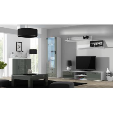 Set de mobilier SOHO 2F Alb / Gri Lucios