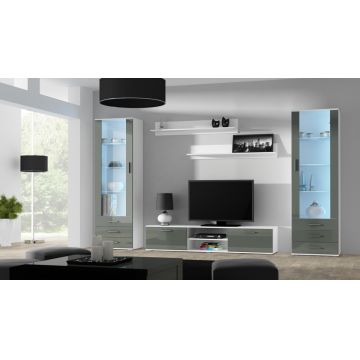 Set de mobilier SOHO 4F Alb / Gri Lucios