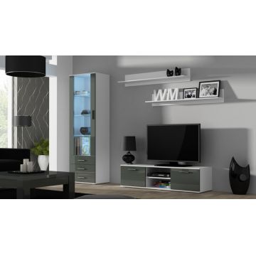 Set de mobilier SOHO 7F Alb / Gri Lucios