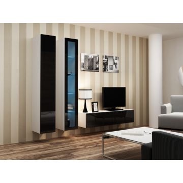 Set de mobilier VIGO 10B Alb / Negru Lucios