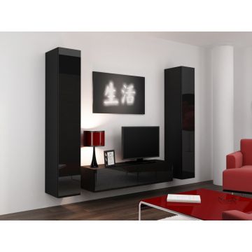 Set de mobilier VIGO 9D Negru / Negru Lucios