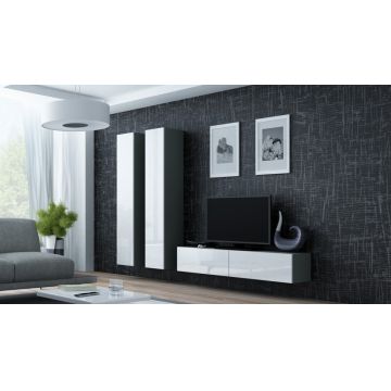 Set de mobilier VIGO GREY 9B Gri / Alb Lucios