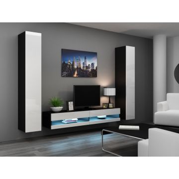 Set de mobilier VIGO NEW 4C Negru / Alb Lucios