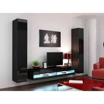 Set de mobilier VIGO NEW 4D Negru / Negru Lucios