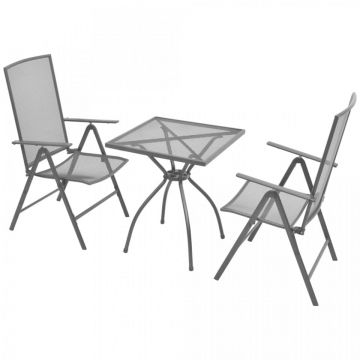 Set mobilier bistro cu scaune pliante, 3 piese, antracit, oțel