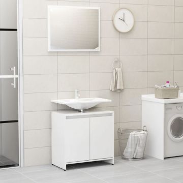 Set mobilier de baie, alb extralucios, PAL