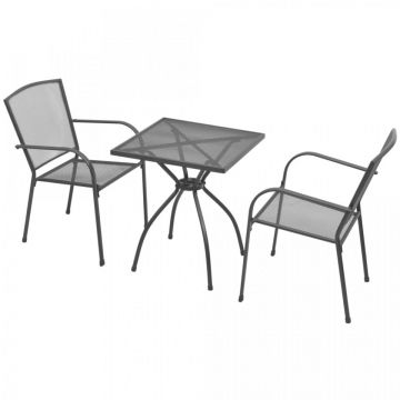 Set mobilier de bistro, 3 piese, antracit, oțel