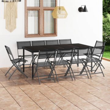 Set mobilier de exterior, 11 piese, oțel