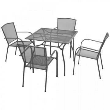 Set mobilier de exterior, 5 piese, antracit, oțel