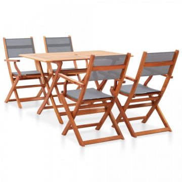 Set mobilier de exterior, 5 piese, gri, lemn masiv eucalipt