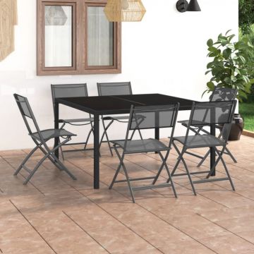 Set mobilier de exterior, 7 piese, oțel