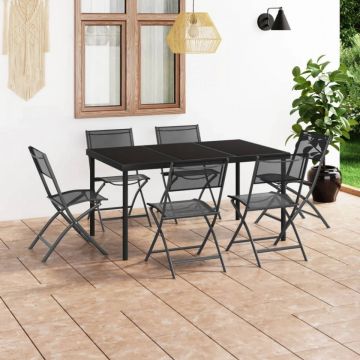 Set mobilier de exterior, 7 piese, oțel