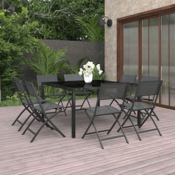Set mobilier de exterior, 9 piese, oțel