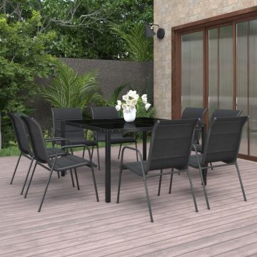 Set mobilier de exterior, 9 piese, oțel