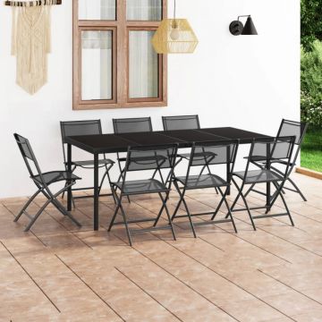 Set mobilier de exterior, 9 piese, oțel