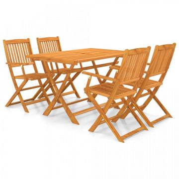 Set mobilier de exterior pliabil, 5 piese, lemn masiv de acacia