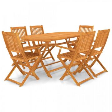 Set mobilier de exterior pliabil, 7 piese, lemn masiv de acacia