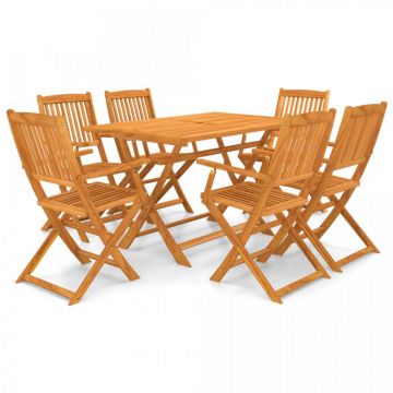 Set mobilier de exterior pliabil, 7 piese, lemn masiv de acacia
