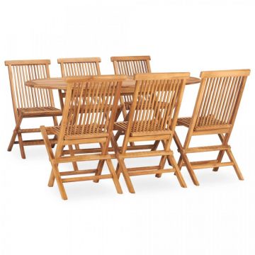 Set mobilier de exterior pliabil, 7 piese, lemn masiv de tec