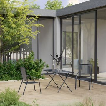 Set mobilier de grădină, 3 piese, antracit, oțel