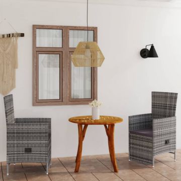 Set mobilier de grădină, 3 piese, gri