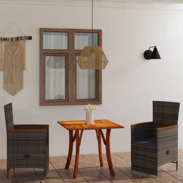 Set mobilier de grădină, 3 piese, gri