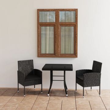 Set mobilier de grădină, 3 piese, poliratan