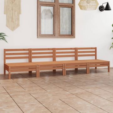 Set mobilier de grădină, 4 piese, maro miere, lemn masiv de pin