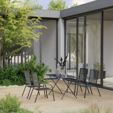 Set mobilier de grădină, 5 piese, antracit, oțel