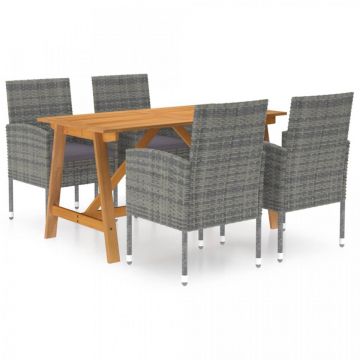 Set mobilier de grădină, 5 piese, gri