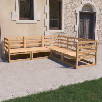 Set mobilier de grădină, 5 piese, lemn masiv de pin