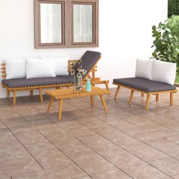 Set mobilier de grădină cu perne, 3 piese, lemn masiv de acacia