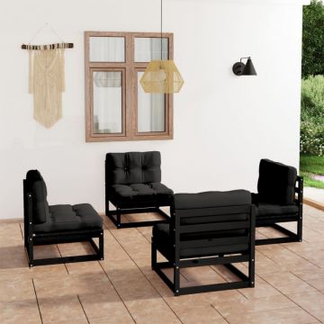 Set mobilier de grădină cu perne, 4 piese, lemn masiv de pin