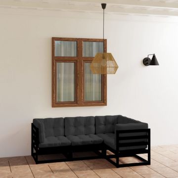 Set mobilier de grădină cu perne, 4 piese, lemn masiv de pin