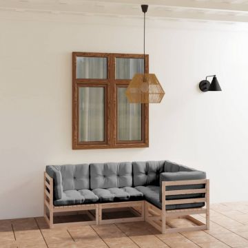 Set mobilier de grădină cu perne, 4 piese, lemn masiv de pin