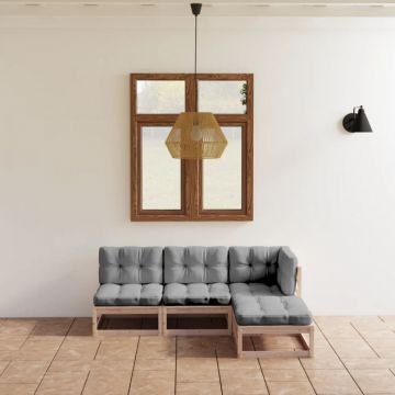 Set mobilier de grădină cu perne, 4 piese, lemn masiv de pin