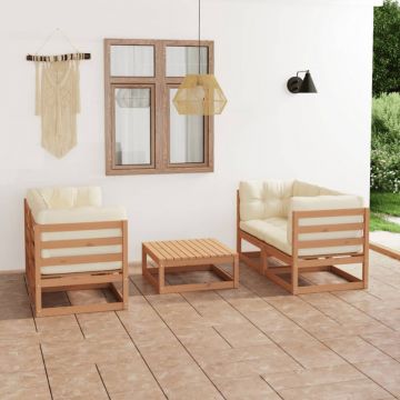 Set mobilier de grădină cu perne, 5 piese, lemn masiv de pin