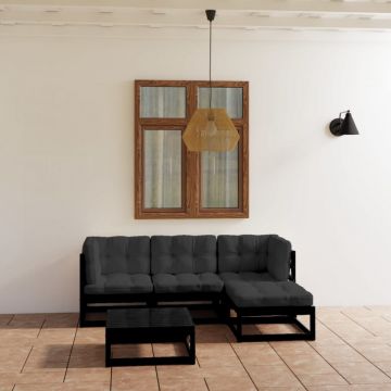 Set mobilier de grădină cu perne, 5 piese, lemn masiv de pin