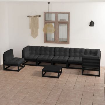Set mobilier de grădină cu perne, 8 piese, lemn masiv de pin