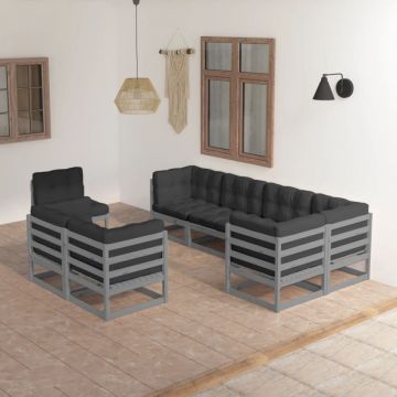 Set mobilier de grădină cu perne, 8 piese, lemn masiv de pin