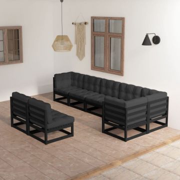 Set mobilier de grădină cu perne, 8 piese, lemn masiv de pin