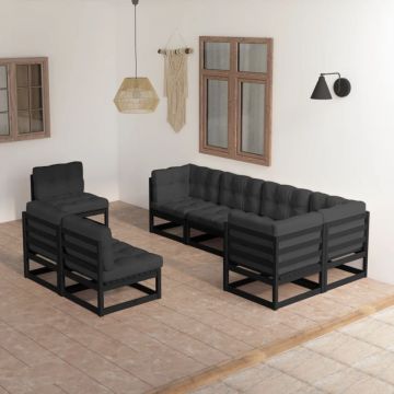 Set mobilier de grădină cu perne, 8 piese, lemn masiv de pin